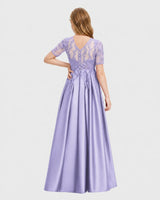 Lavender Satin A-line Junior Bridesmaid Dress Back View