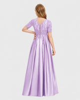 Lilac Satin A-line Junior Bridesmaid Dress Back View