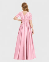 Pink Satin A-line Junior Bridesmaid Dress Back View