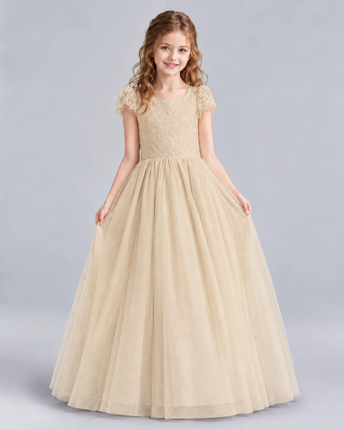 Champagne Ball Gown First Communion Dresses Front