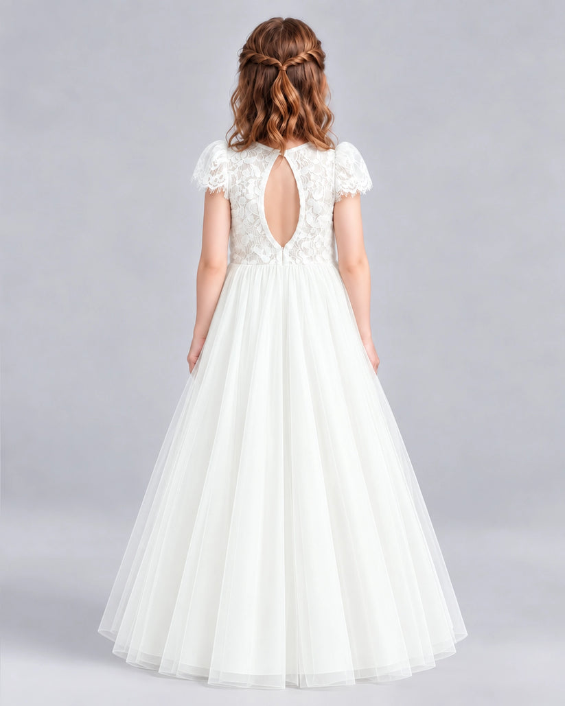 Ivory Ball Gown First Communion Dresses Back