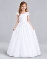 White Ball Gown First Communion Dresses Front