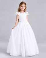 White Ball Gown First Communion Dresses Side