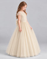 Champagne A-line Flower Girl Dresses Side