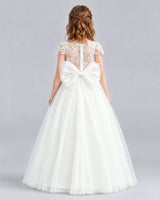 Ivory A-line Flower Girl Dresses Back