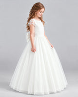 Ivory A-line Flower Girl Dresses Side
