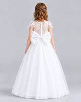White A-line Flower Girl Dresses Back