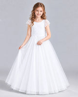 White A-line Flower Girl Dresses Front