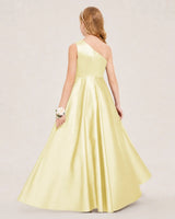 Daffodil Satin A-line Junior Bridesmaid Dress Back View