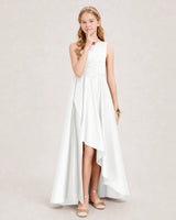 Ivory Satin A-line Junior Bridesmaid Dress Front View