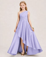 Lavender Satin A-line Junior Bridesmaid Dress Front View