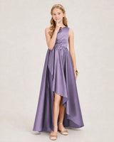 Wisteria Satin A-line Junior Bridesmaid Dress Front View