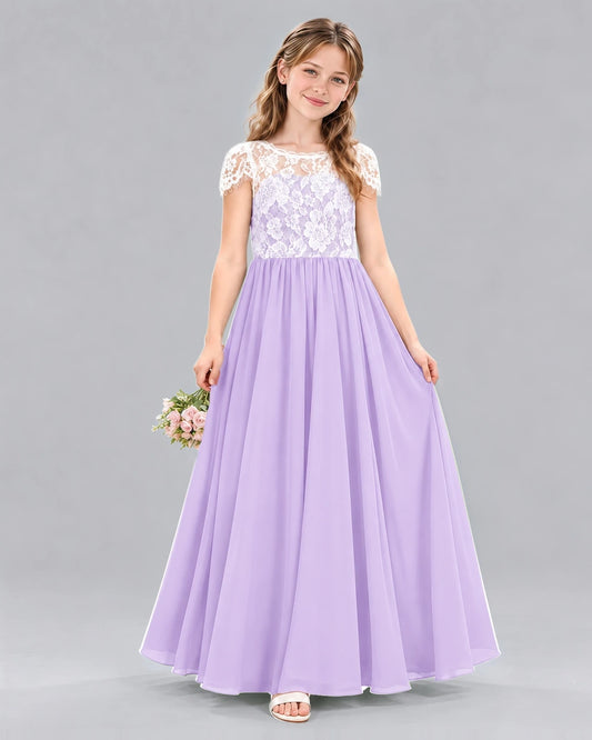 Lilac A-line Junior Bridesmaid Dresses Front