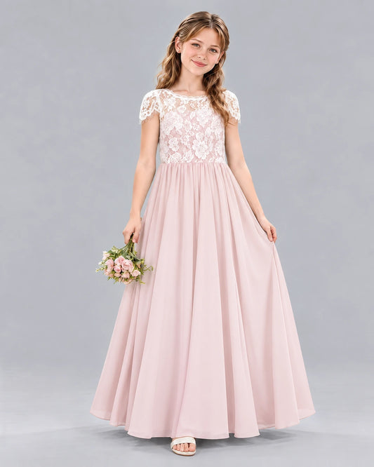 Pink A-line Junior Bridesmaid Dresses Front