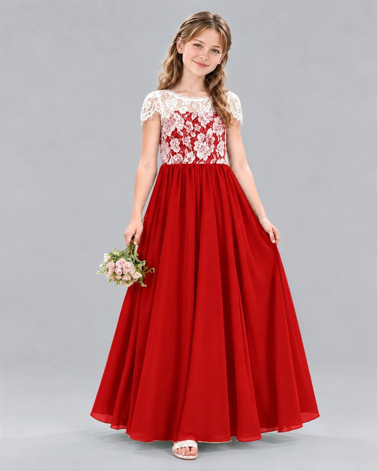 Red A-line Junior Bridesmaid Dresses Front