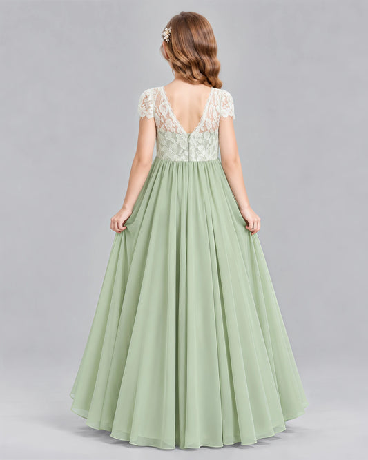 Sage Green A-line Junior Bridesmaid Dresses Back [Shared] 