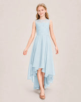 Baby Blue Chiffon A-line Junior Bridesmaid Dress Front View