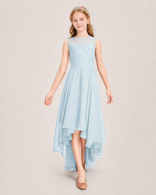 Baby Blue Chiffon A-line Junior Bridesmaid Dress Front View