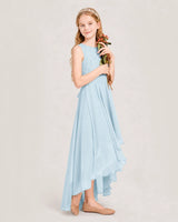 Baby Blue Chiffon A-line Junior Bridesmaid Dress Side View