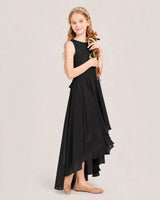 Black Chiffon A-line Junior Bridesmaid Dress Front View