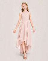 Blush Pink Chiffon A-line Junior Bridesmaid Dress Front View