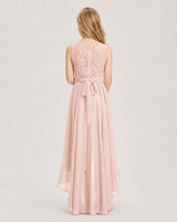 Blush Pink Chiffon A-line Junior Bridesmaid Dress Back View
