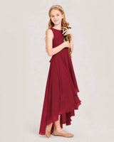 Burgundy Chiffon A-line Junior Bridesmaid Dress Side View
