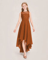 Burnt Orange Chiffon A-line Junior Bridesmaid Dress Front View