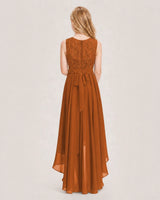 Burnt Orange Chiffon A-line Junior Bridesmaid Dress Back View