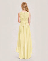 Daffodil Chiffon A-line Junior Bridesmaid Dress Back View