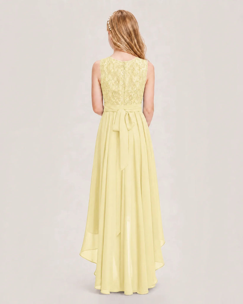 Daffodil Chiffon A-line Junior Bridesmaid Dress Back View