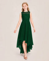 Dark Green Chiffon A-line Junior Bridesmaid Dress Front View
