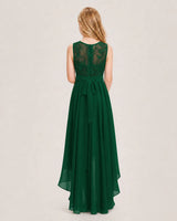 Dark Green Chiffon A-line Junior Bridesmaid Dress Back View