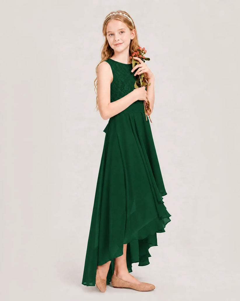 Dark Green Chiffon A-line Junior Bridesmaid Dress Side View