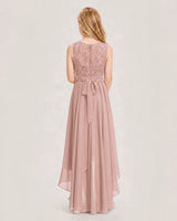 Dusty Rose Chiffon A-line Junior Bridesmaid Dress Back View