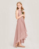 Dusty Rose Chiffon A-line Junior Bridesmaid Dress Side View