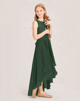 Emerald Green Chiffon A-line Junior Bridesmaid Dress Side View