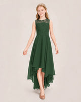 Emerald Green Chiffon A-line Junior Bridesmaid Dress Front View