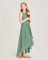 Eucalyptus Chiffon A-line Junior Bridesmaid Dress Side View