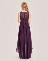 Grape Chiffon A-line Junior Bridesmaid Dress Back View