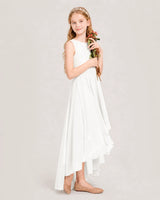 Ivory Chiffon A-line Junior Bridesmaid Dress Front View