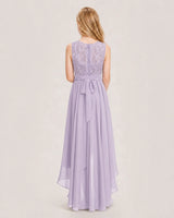 Lavender Chiffon A-line Junior Bridesmaid Dress Back View