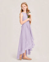 Lavender Chiffon A-line Junior Bridesmaid Dress Side View