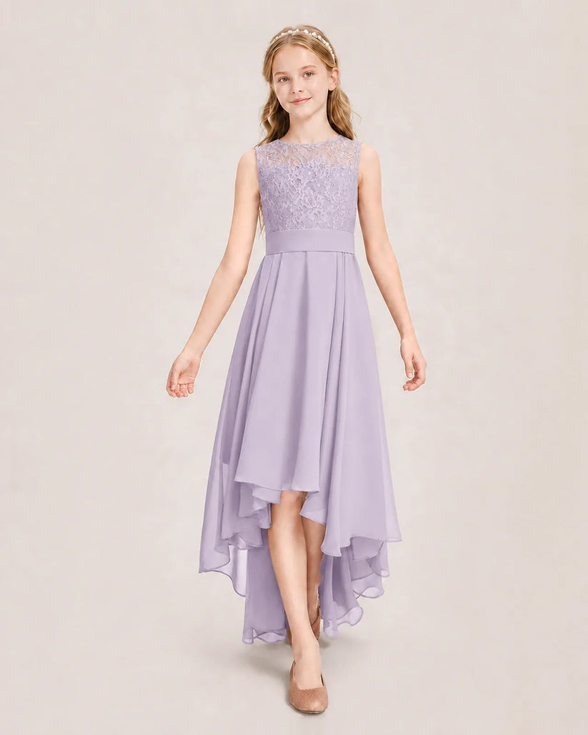 Lavender Chiffon A-line Junior Bridesmaid Dress Front View
