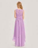 Lilac Chiffon A-line Junior Bridesmaid Dress Back View