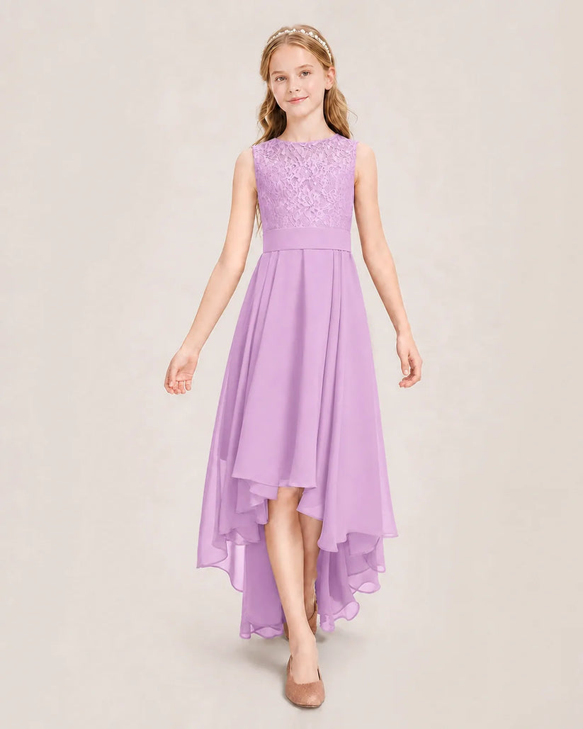 Lilac Chiffon A-line Junior Bridesmaid Dress Front View