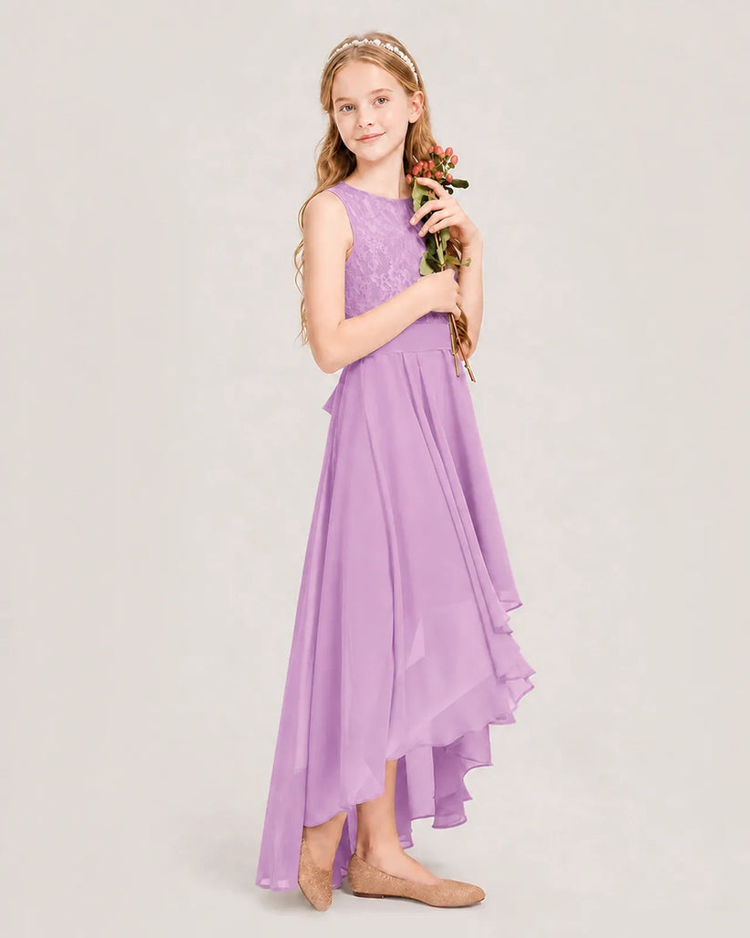 Lilac Chiffon A-line Junior Bridesmaid Dress Side View