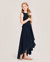 Navy Blue Chiffon A-line Junior Bridesmaid Dress Side View