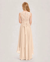 Peach Chiffon A-line Junior Bridesmaid Dress Back View