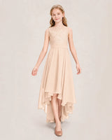 Peach Chiffon A-line Junior Bridesmaid Dress Front View